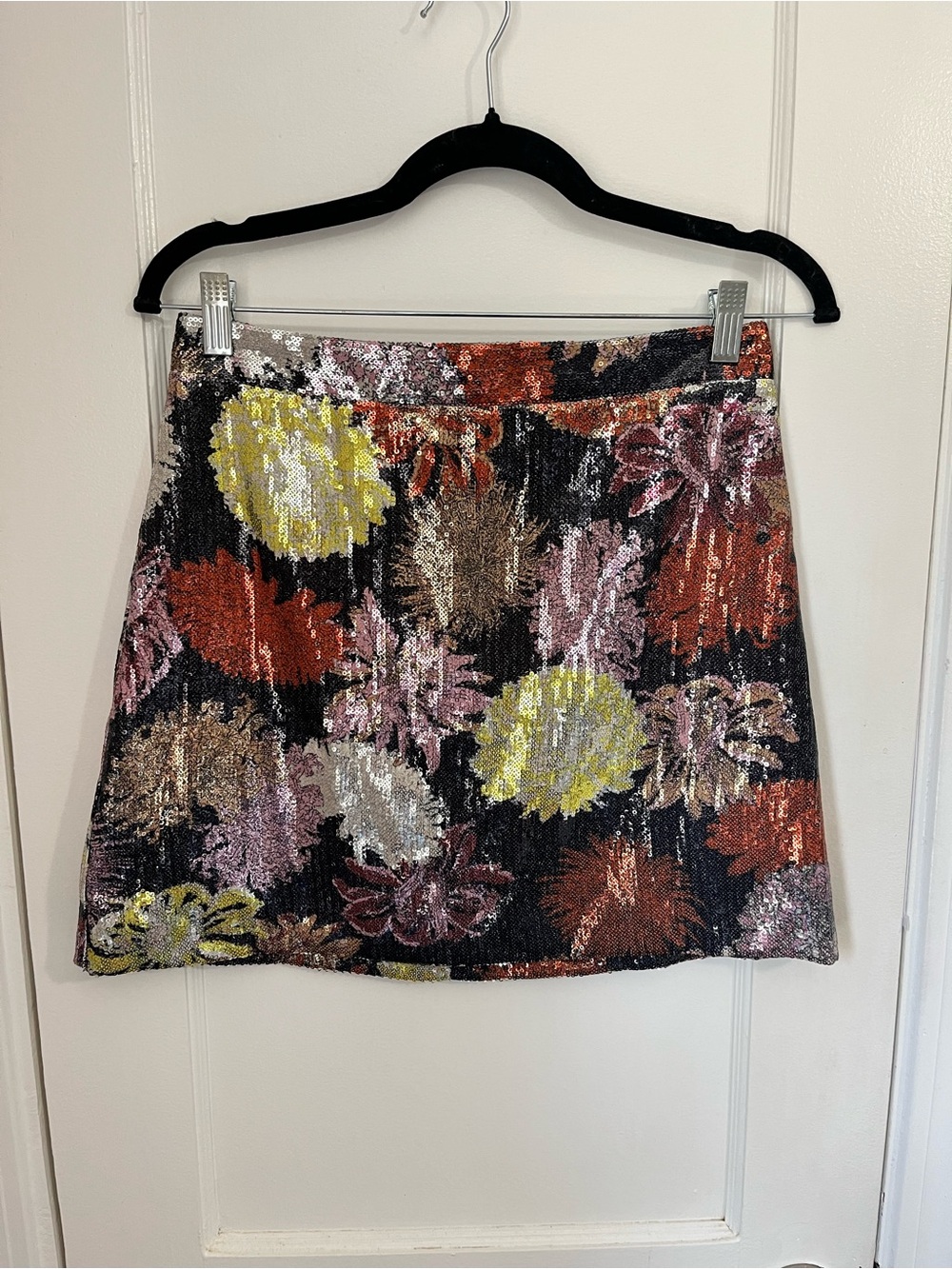 Zara Black Floral Sequin Mini Skirt